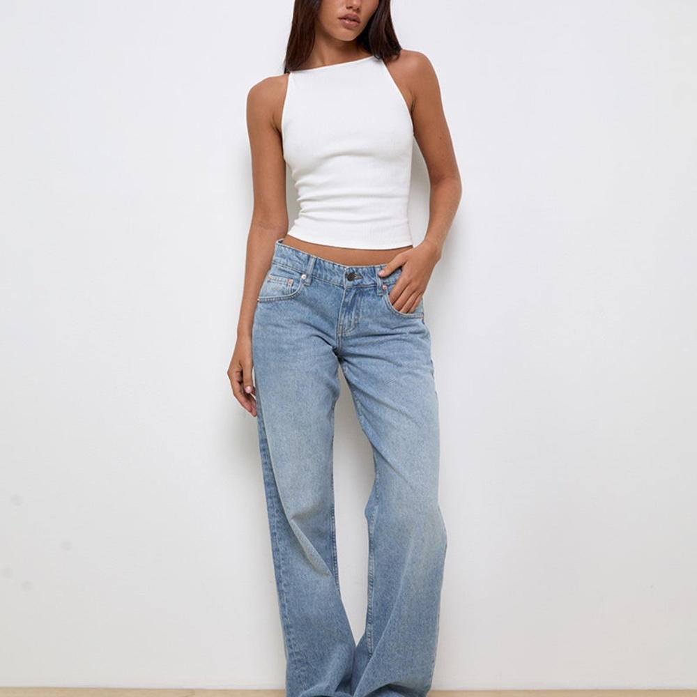 Motel Rocks Low Rise Parallel Jeans In Bright Blue Used Size W24 L32W24 L32